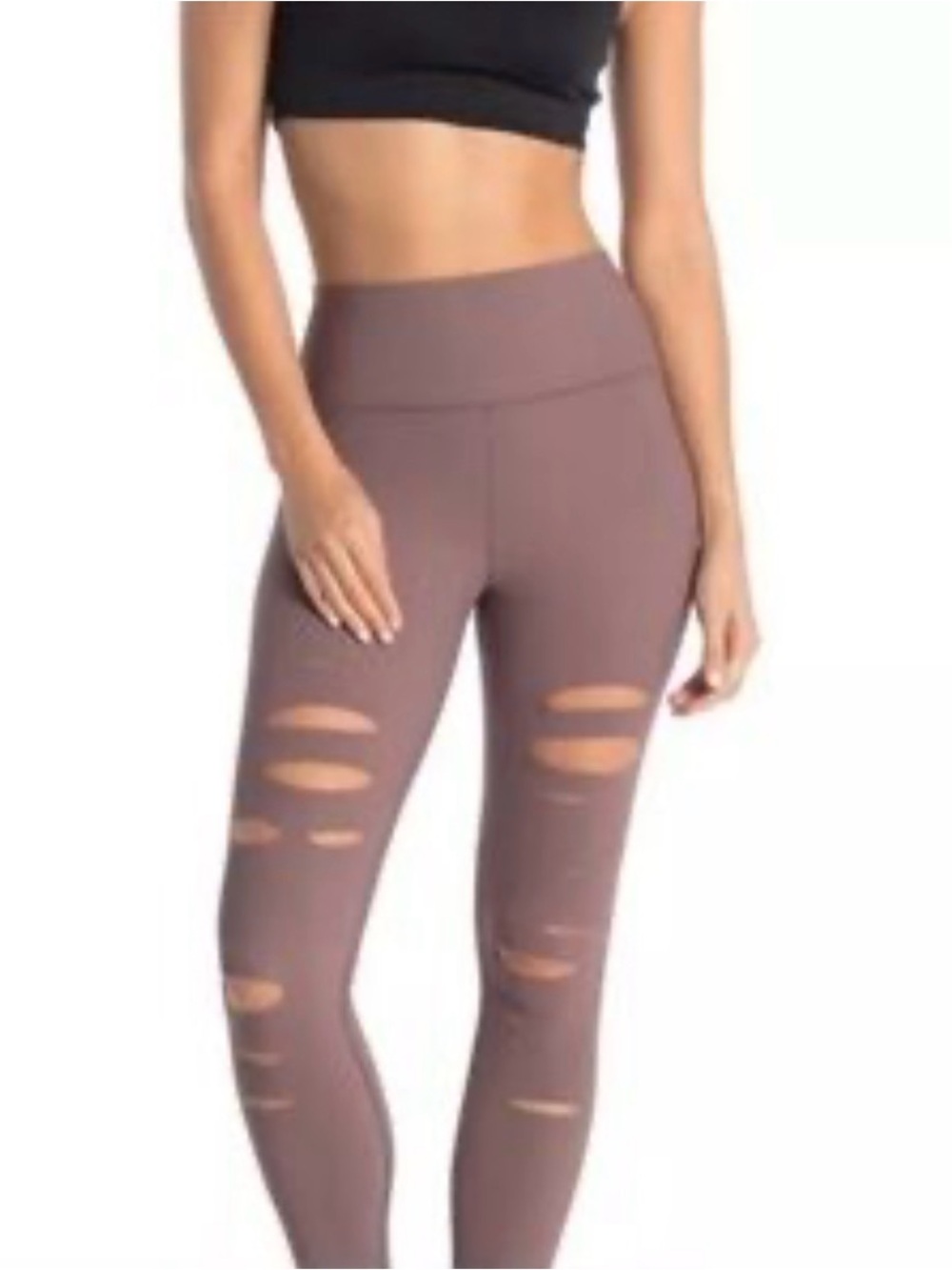 ALO Yoga High-Waist warrior Ripped Leggings - Mauve Taupe